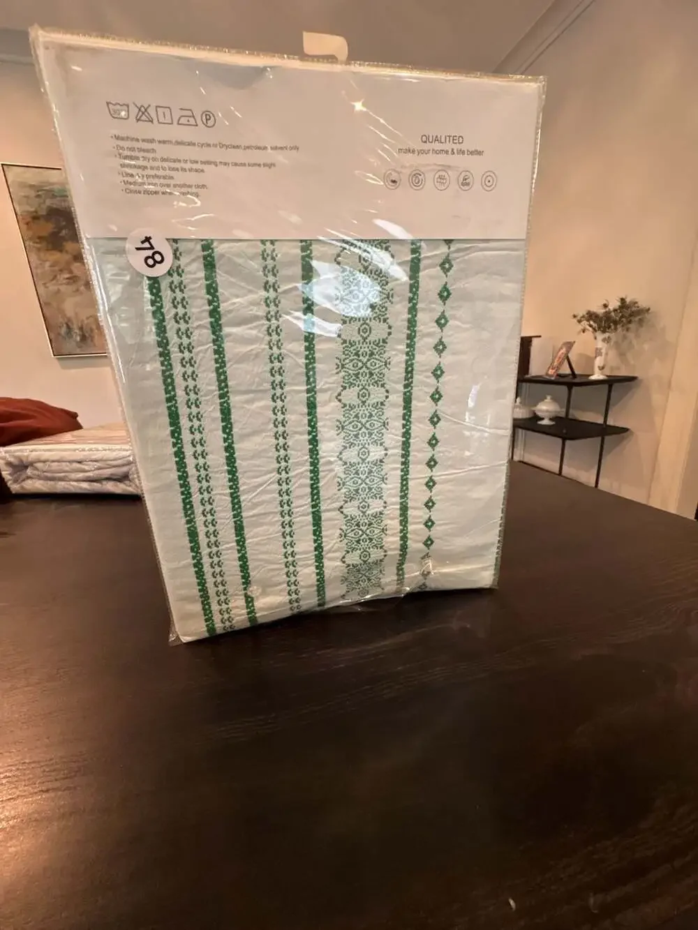 MADELUO Green and White Striped Pattern Duvet Cover Set 3 piece NEW